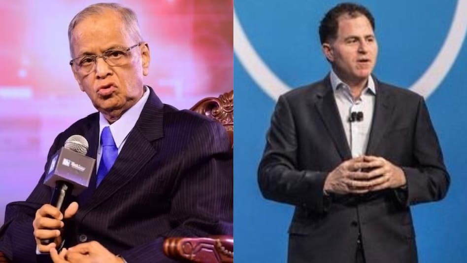 Infosys co-founder Narayana Murthy and Dell founder Michael Dell Infosys co-founder Narayana Murthy and Dell founder Michael Dell