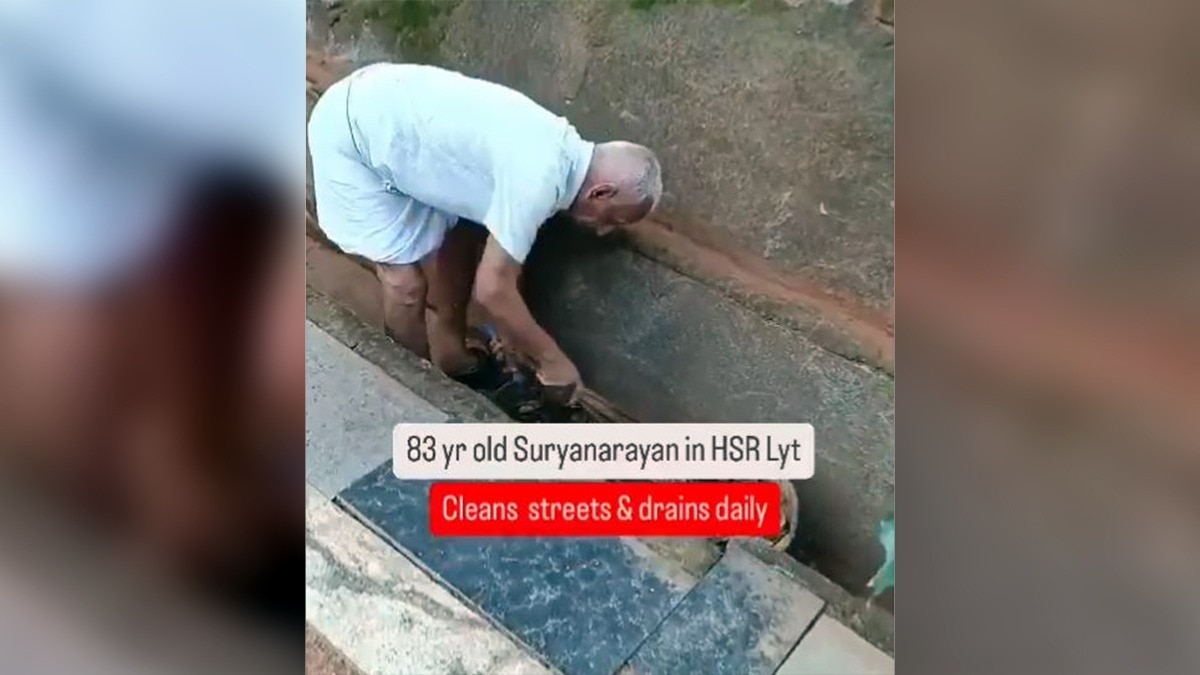 Determined to keep his neighborhood clean, Narayana now devotes 1-2 hours daily to sweeping the streets and surrounding areas himself. Determined to keep his neighborhood clean, Narayana now devotes 1-2 hours daily to sweeping the streets and surrounding areas himself.