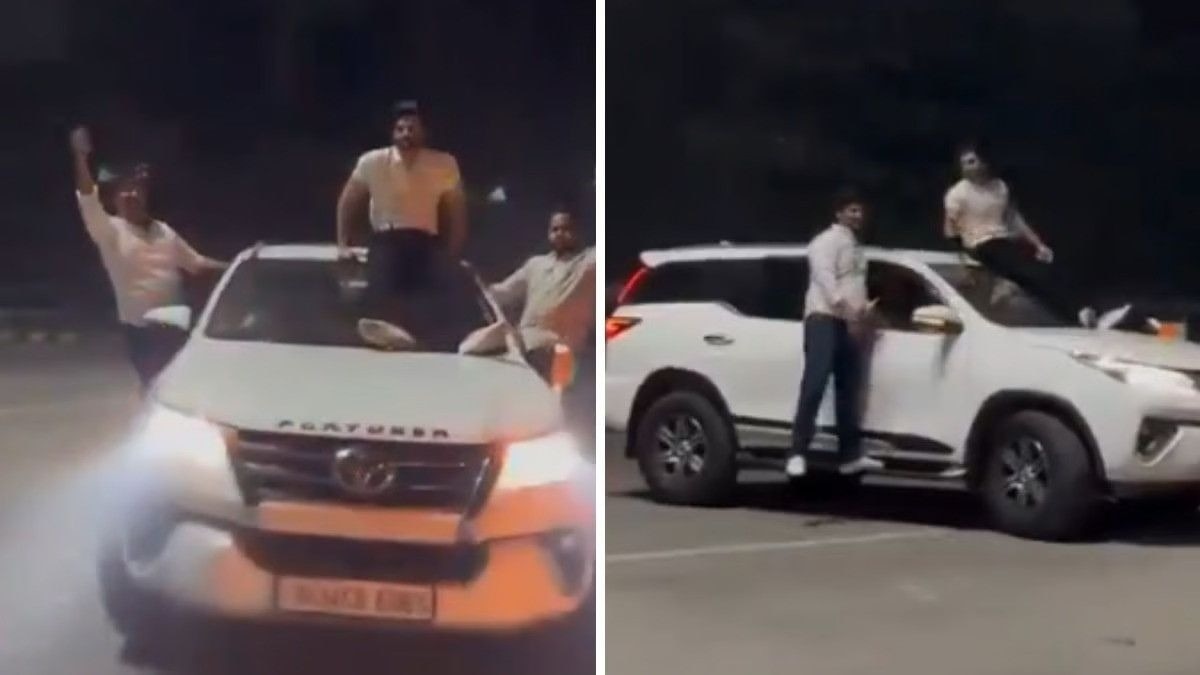 The incident featured a Delhi-registered Toyota Fortuner SUV with a BJP flag displayed on its bonnet. The incident featured a Delhi-registered Toyota Fortuner SUV with a BJP flag displayed on its bonnet.