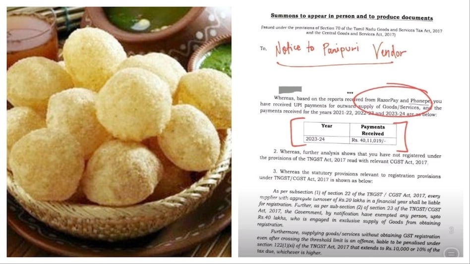 A pani puri vendor in Tamil Nadu received a GST notice for earning over Rs 40 lakh A pani puri vendor in Tamil Nadu received a GST notice for earning over Rs 40 lakh