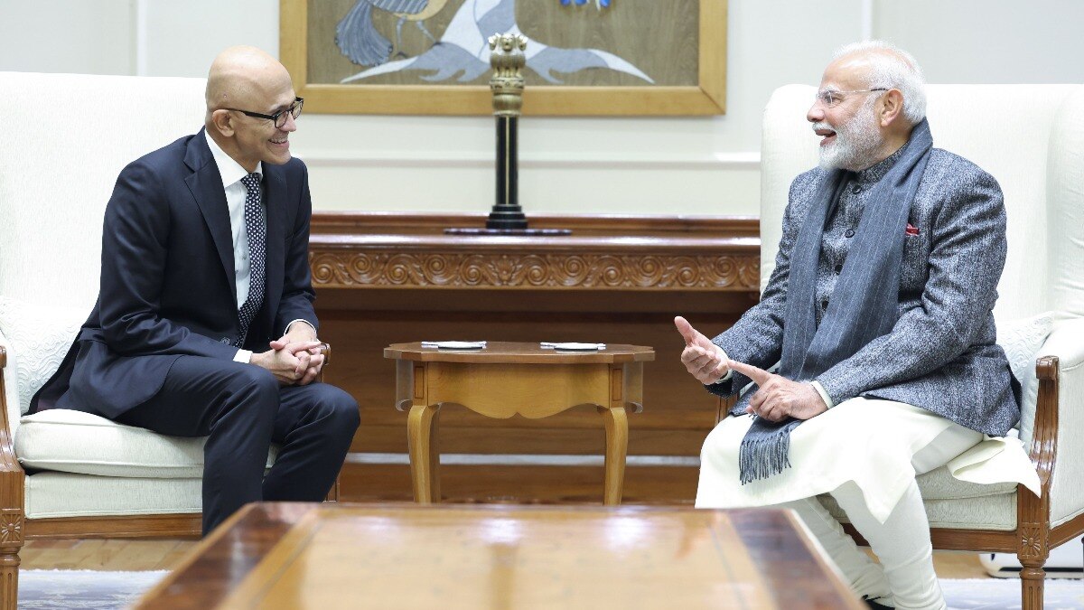 After the meeting, Nadella thanked Modi for his leadership. (Photo: @satyanadella) After the meeting, Nadella thanked Modi for his leadership. (Photo: @satyanadella)
