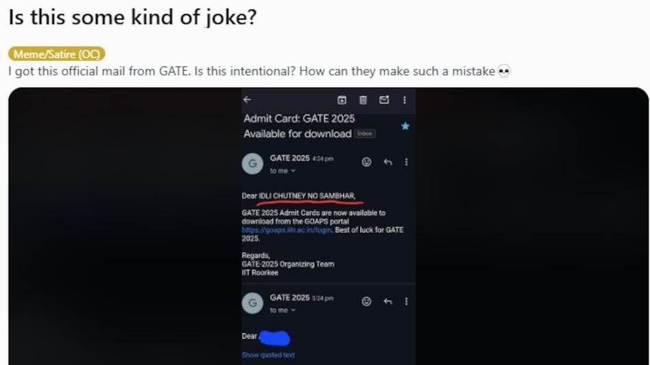 The email with the same salutation was received by several applicants. (Reddit/No_Yogurt8713) The email with the same salutation was received by several applicants. (Reddit/No_Yogurt8713)