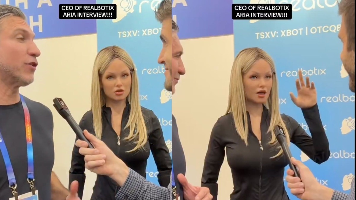 American tech company Realbotix unveiled its latest innovation, Aria, an AI robot designed to serve as a female companion (X/@dominicditanna) American tech company Realbotix unveiled its latest innovation, Aria, an AI robot designed to serve as a female companion (X/@dominicditanna)