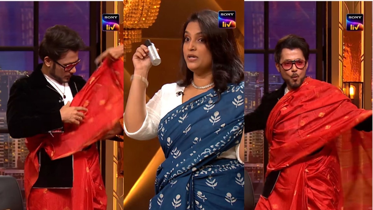 Viral 15 seconds saree on Shark Tank India Season 4 (Instagram: @sharktank.india) Viral 15 seconds saree on Shark Tank India Season 4 (Instagram: @sharktank.india)