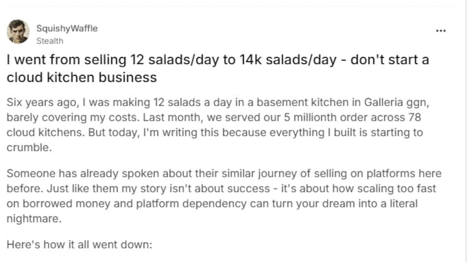 Founder recounts costly mistakes of cloud kitchen growth (Source: Grapevine) Founder recounts costly mistakes of cloud kitchen growth (Source: Grapevine)