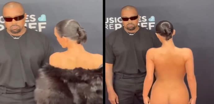 The 30-year-old model donned a completely sheer dress for the event, which was being broadcast live on television. The 30-year-old model donned a completely sheer dress for the event, which was being broadcast live on television.