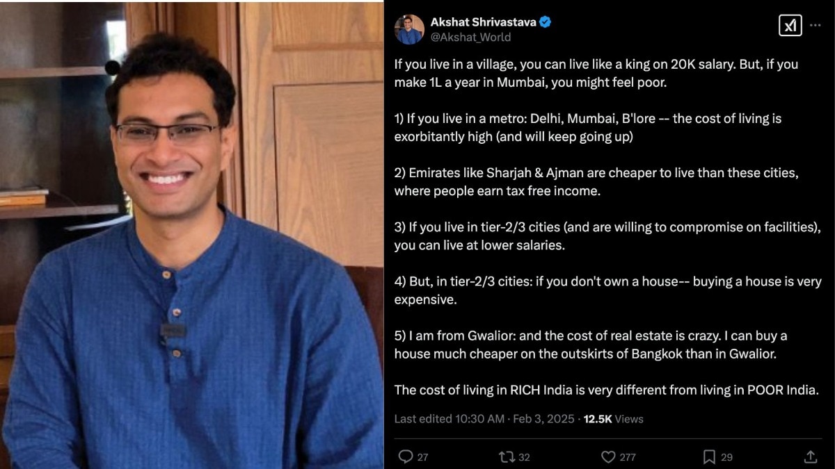 Mumbai salary struggles? Entrepreneur’s viral post exposes India’s cost divide (X/ @Akshat_World) Mumbai salary struggles? Entrepreneur’s viral post exposes India’s cost divide (X/ @Akshat_World)