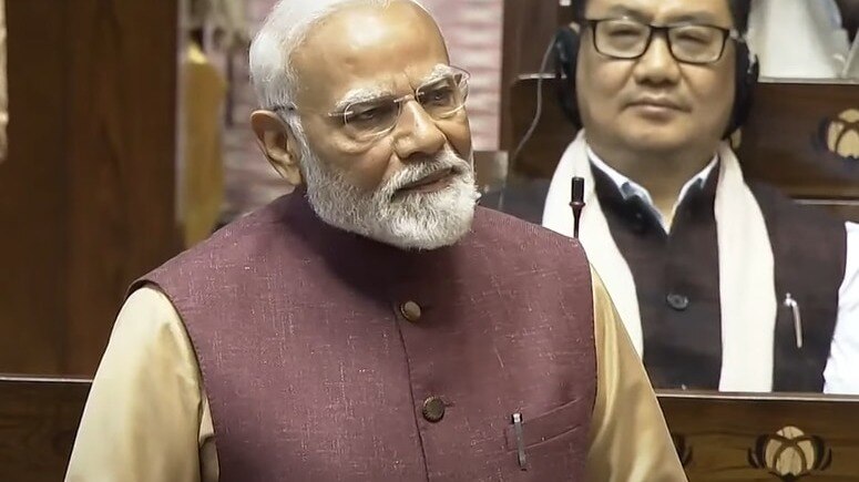 Prime Minister Narendra Modi speaks in the Rajya Sabha on Thursday. Prime Minister Narendra Modi speaks in the Rajya Sabha on Thursday.