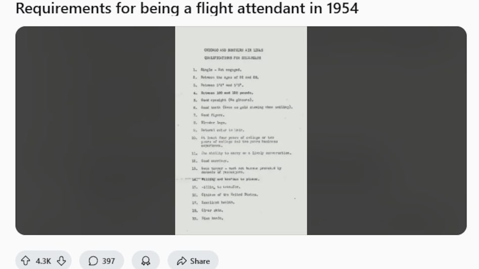 “The golden age of flying?” Viral post reveals flight attendant rules from 1954 “The golden age of flying?” Viral post reveals flight attendant rules from 1954