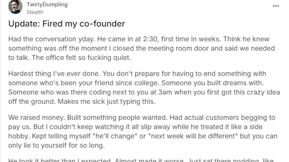 Startup breakup: Founder shares emotional journey of ending partnership with friend Startup breakup: Founder shares emotional journey of ending partnership with friend