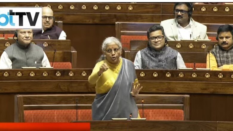Union Finance Minister Nirmala Sitharaman in Rajya Sabha on Thursday. Union Finance Minister Nirmala Sitharaman in Rajya Sabha on Thursday.