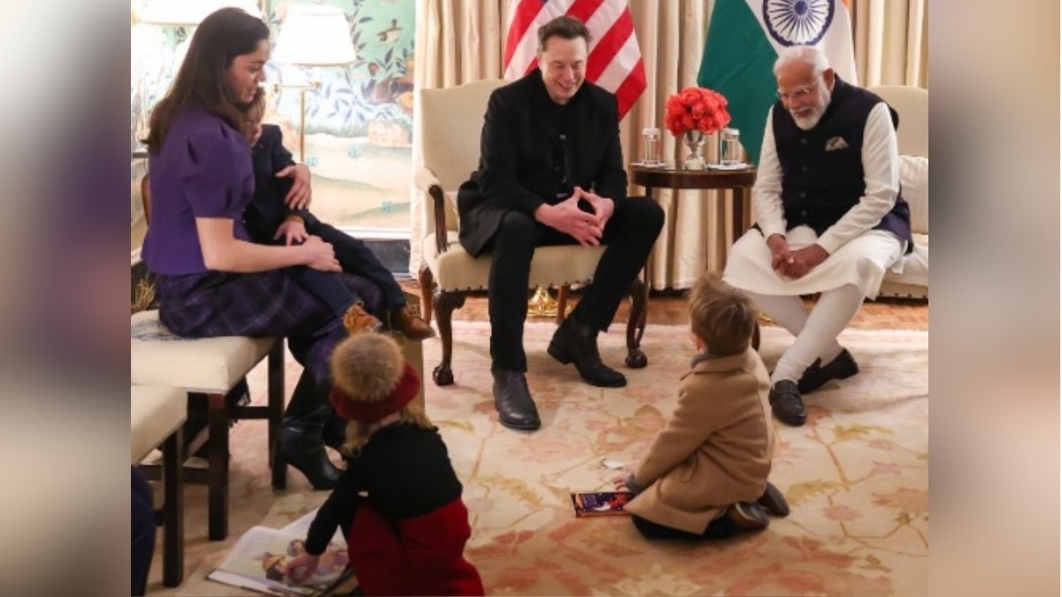Musk was accompanied by his girlfriend, Shivon Zilis, and three of his children for his meeting with Modi. Musk was accompanied by his girlfriend, Shivon Zilis, and three of his children for his meeting with Modi.
