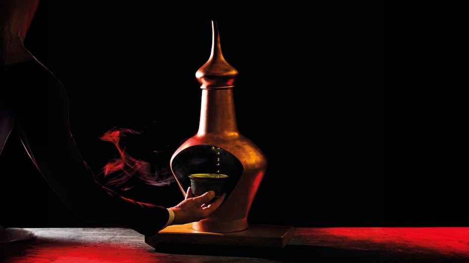 A dish called "Up and Down" inspired by the iconic copper stills of The Macallan distillery A dish called "Up and Down" inspired by the iconic copper stills of The Macallan distillery