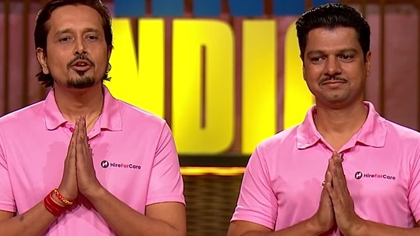 HireForCare founders on Shark Tank India Season 4 HireForCare founders on Shark Tank India Season 4