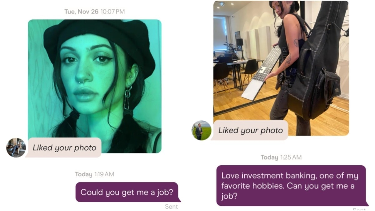 Tired of job portals, woman asks Hinge matches for work (Photos: Coca/X) Tired of job portals, woman asks Hinge matches for work (Photos: Coca/X)