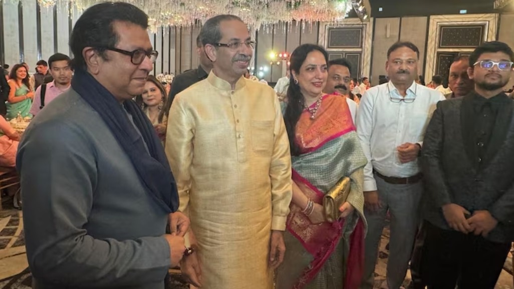 MNS chief Raj Thackeray and Uddhav Thackeray seen together at a wedding in Mumbai MNS chief Raj Thackeray and Uddhav Thackeray seen together at a wedding in Mumbai