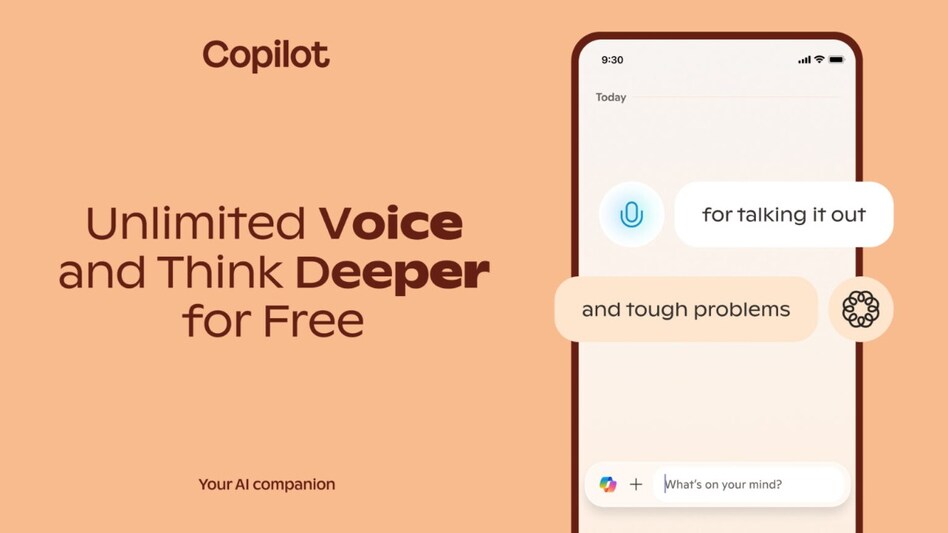 Microsoft Copilot makes Think Deeper and Voice tools free for all users Microsoft Copilot makes Think Deeper and Voice tools free for all users