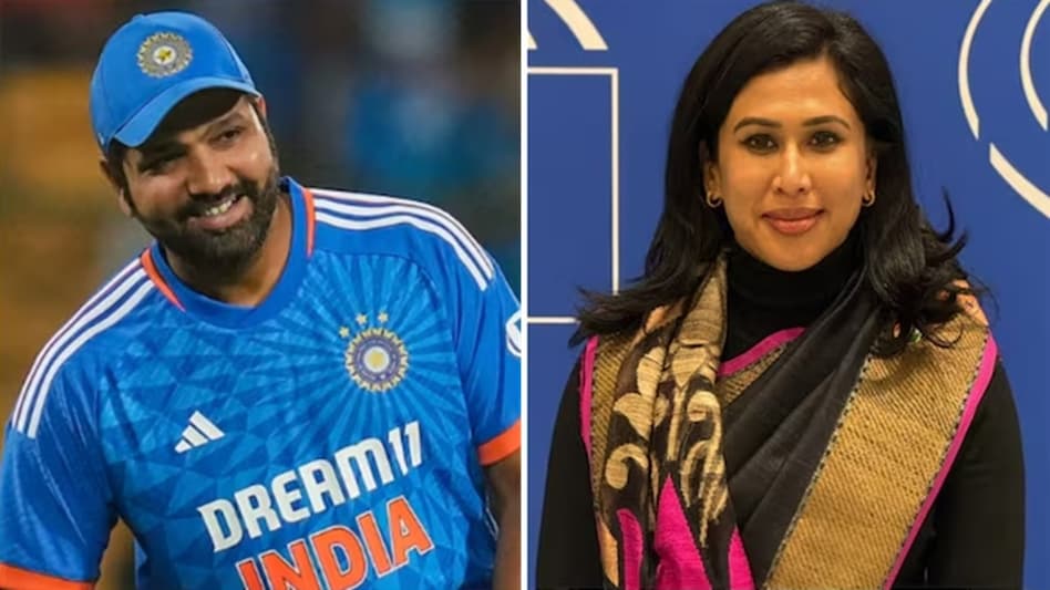 Indian Cricket Captain Rohit Sharma and Congress Leader Shama Mohammed Indian Cricket Captain Rohit Sharma and Congress Leader Shama Mohammed