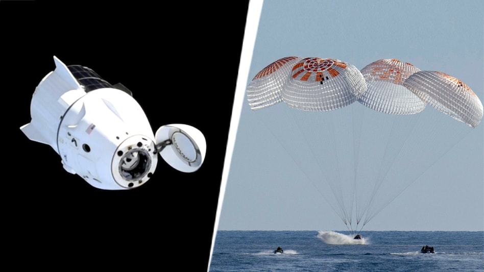 The SpaceX Dragon capsule carrying Sunita Williams undocked from the space station on Tuesday and splashed down off the coast of Florida early Wednesday. The SpaceX Dragon capsule carrying Sunita Williams undocked from the space station on Tuesday and splashed down off the coast of Florida early Wednesday.