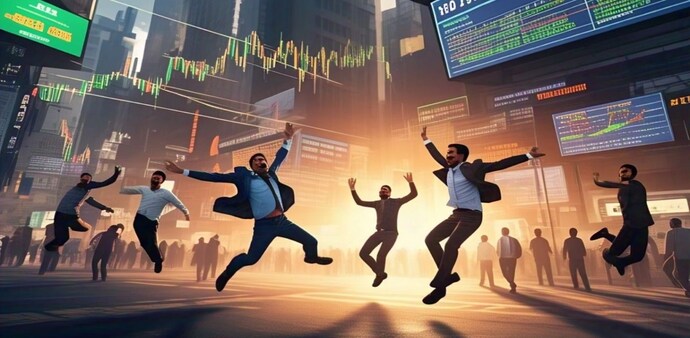 BSE's barometer Sensex surged more than 1,200 points, or 1.56 per cent to hit 78,107.23, while NSE's Nifty50 index rallied more than 358.35 points, or 1.3 per cent to 23,708.75. BSE's barometer Sensex surged more than 1,200 points, or 1.56 per cent to hit 78,107.23, while NSE's Nifty50 index rallied more than 358.35 points, or 1.3 per cent to 23,708.75.