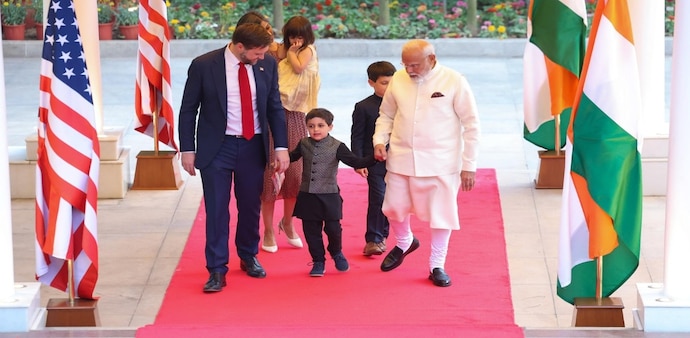 PM Modi hosts US Vice President in New Delhi PM Modi hosts US Vice President in New Delhi
