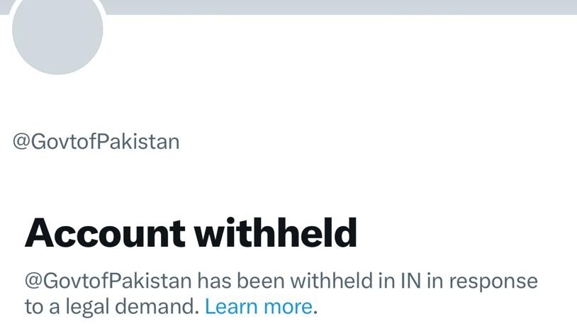 Pakistan government’s X account withheld Pakistan government’s X account withheld