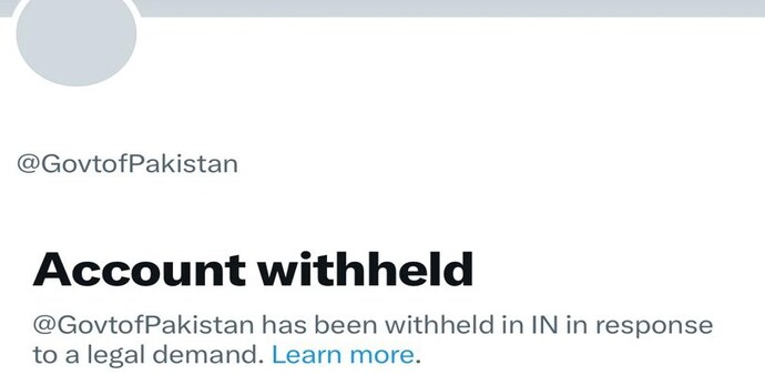 Pakistan government’s X account withheld Pakistan government’s X account withheld