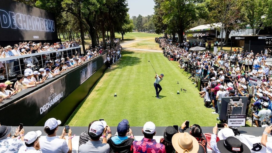 Event leader Bryson DeChambeau drives on day two of LIV Golf Mexico City on Saturday. (Image courtesy: LIV Golf) Event leader Bryson DeChambeau drives on day two of LIV Golf Mexico City on Saturday. (Image courtesy: LIV Golf)