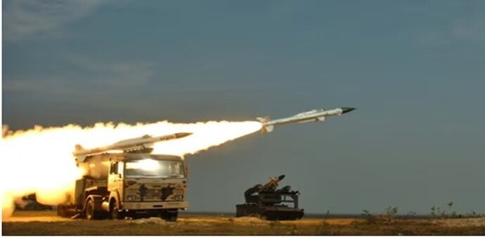 The Akash air defence missile system is a medium-range, surface-to-air platform designed to provide comprehensive air defence coverage against a variety of aerial threats. The Akash air defence missile system is a medium-range, surface-to-air platform designed to provide comprehensive air defence coverage against a variety of aerial threats.
