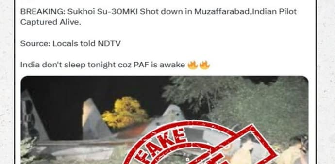 India Pakistan border tensions: PIB debunks fake news about Sukhoi Su-30MKI being shot down in Muzaffarabad India Pakistan border tensions: PIB debunks fake news about Sukhoi Su-30MKI being shot down in Muzaffarabad