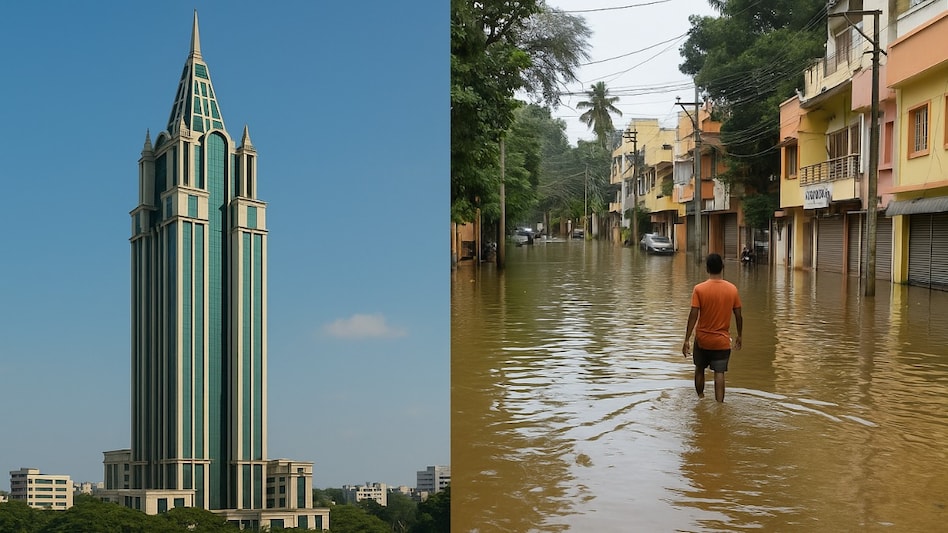 As rains continue to wreak havoc across Bengaluru, social media users blamed the 'real estate mafia' for the current state of the metropolis. As rains continue to wreak havoc across Bengaluru, social media users blamed the 'real estate mafia' for the current state of the metropolis.