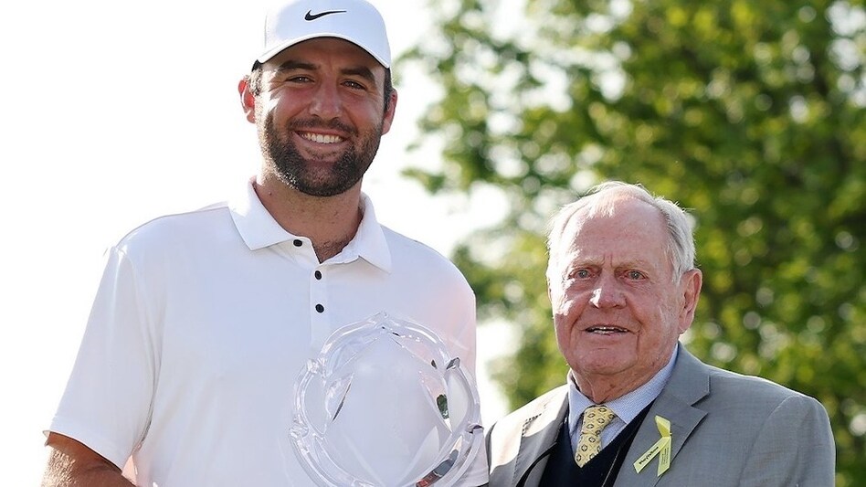 Scottie Scheffler with tournament host Jack Nicklaus after winning his second Memorial Tournament title at Muirfield in Dublin, Ohio, on June 2. (Image courtesy: PGA Tour/X) Scottie Scheffler with tournament host Jack Nicklaus after winning his second Memorial Tournament title at Muirfield in Dublin, Ohio, on June 2. (Image courtesy: PGA Tour/X)