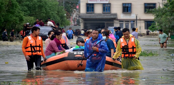 The northeastern states have been experiencing heavy rains, leading to flash floods, submerged streets, and inundated buildings. The northeastern states have been experiencing heavy rains, leading to flash floods, submerged streets, and inundated buildings.