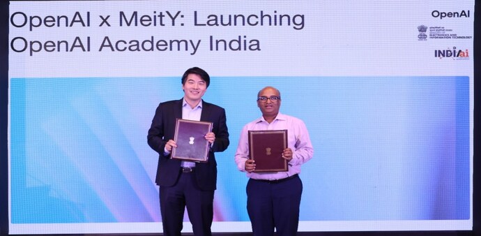 Jason Kwon, Chief Strategy Offier, OpenAI (L), Shri Abhishek Singh, Director General, NIC & Additional Secretery MeitY (R) with the signed MoU between OpenAI and IndiaAI Mission (Image: OpenAI) Jason Kwon, Chief Strategy Offier, OpenAI (L), Shri Abhishek Singh, Director General, NIC & Additional Secretery MeitY (R) with the signed MoU between OpenAI and IndiaAI Mission (Image: OpenAI)