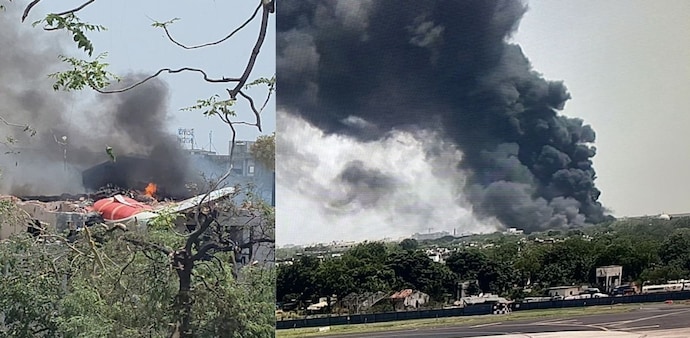 Air India flight with 242 crashes near Ahmedabad airport Air India flight with 242 crashes near Ahmedabad airport