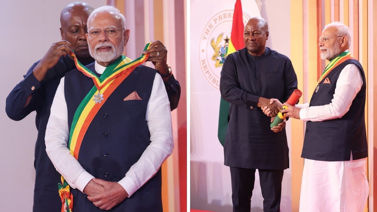 PM Modi honoured with ‘The Officer of the Order of the Star of Ghana’ PM Modi honoured with ‘The Officer of the Order of the Star of Ghana’