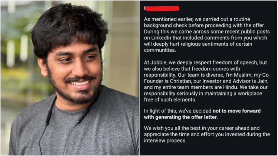Mumbai founder cancels job offer over candidate’s religious comments (Photos: Mohammed Ahmed Bhati/LinkedIn) Mumbai founder cancels job offer over candidate’s religious comments (Photos: Mohammed Ahmed Bhati/LinkedIn)