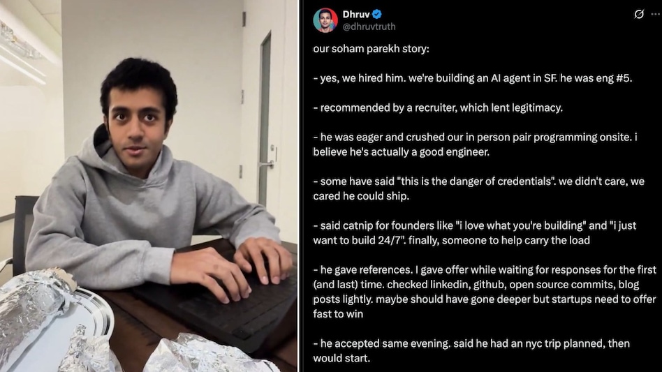 From GitHub clues to fake sick days: Dhruv Amin recounts Soham Parekh’s moonlighting fallout (X/@dhruvtruth) From GitHub clues to fake sick days: Dhruv Amin recounts Soham Parekh’s moonlighting fallout (X/@dhruvtruth)