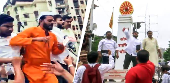 MNS workers hold a rally, detained in Thane MNS workers hold a rally, detained in Thane