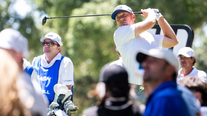 Talor Gooch of Smash GC tees off on day two of LIV Golf Andalucía at San Roque in Spain. Image courtesy LIV Golf. Talor Gooch of Smash GC tees off on day two of LIV Golf Andalucía at San Roque in Spain. Image courtesy LIV Golf.