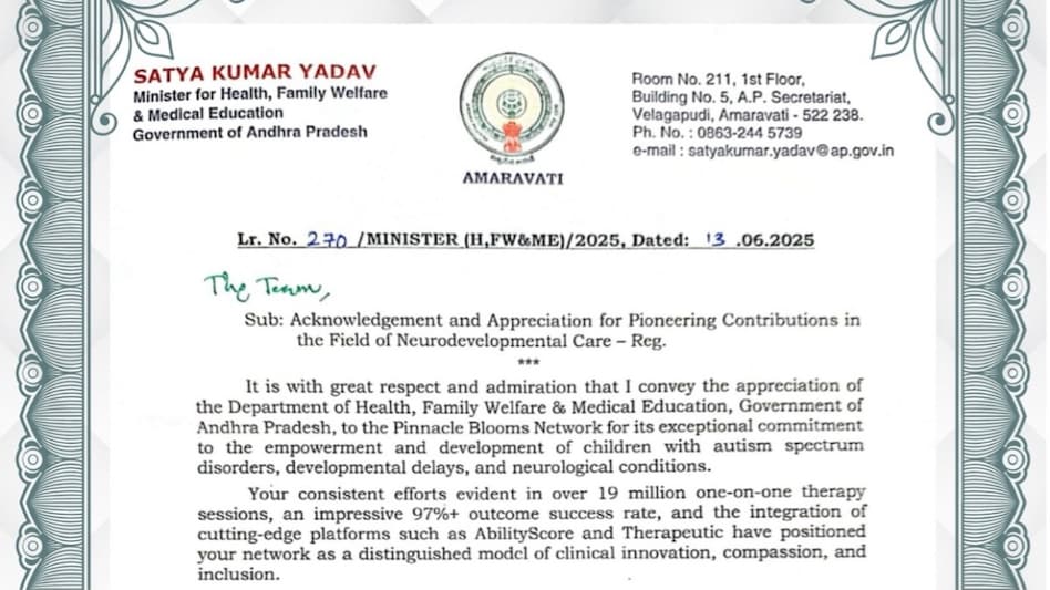 Andhra Pradesh Government officially adopted Pinnacle Blooms Network Andhra Pradesh Government officially adopted Pinnacle Blooms Network