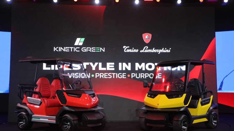 The golf carts are designed by Lamborghini and manufactured by Kinetic Green. The golf carts are designed by Lamborghini and manufactured by Kinetic Green.