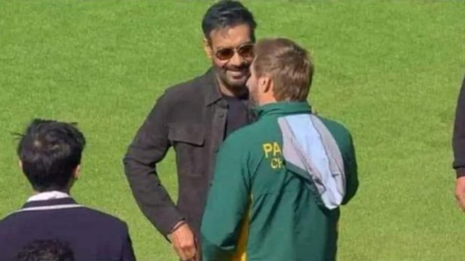 Ajay Devgn met Afridi at last year's tournament. (Picture credit: X) Ajay Devgn met Afridi at last year's tournament. (Picture credit: X)