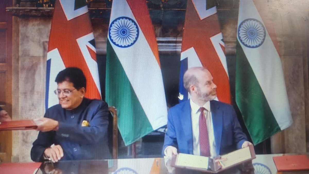 UK Secretary of State for Business Jonathan Reynolds and Trade and Commerce Minister Piyush signed the deal. UK Secretary of State for Business Jonathan Reynolds and Trade and Commerce Minister Piyush signed the deal.