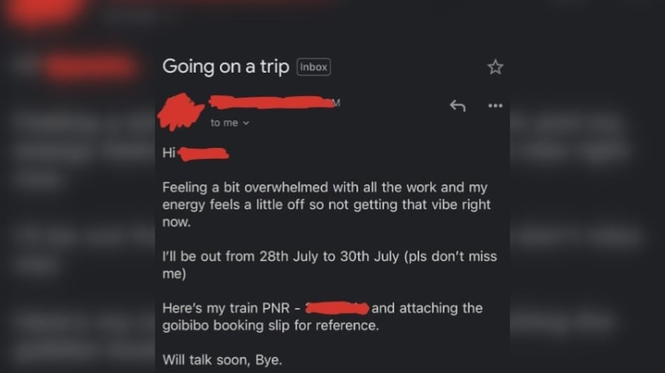 Train ticket attached, vibe off: Gen Z intern’s leave email splits internet opinion (Photo: r/IndianWorkplace) Train ticket attached, vibe off: Gen Z intern’s leave email splits internet opinion (Photo: r/IndianWorkplace)