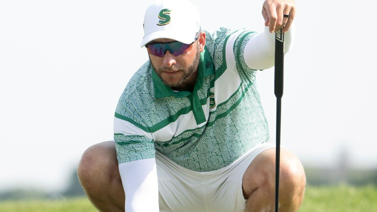 Dean Burmester of Stinger GC on his way to a playoff victory during the final round of LIV Golf Chicago on Sunday. Image courtesy LIV Golf. Dean Burmester of Stinger GC on his way to a playoff victory during the final round of LIV Golf Chicago on Sunday. Image courtesy LIV Golf.