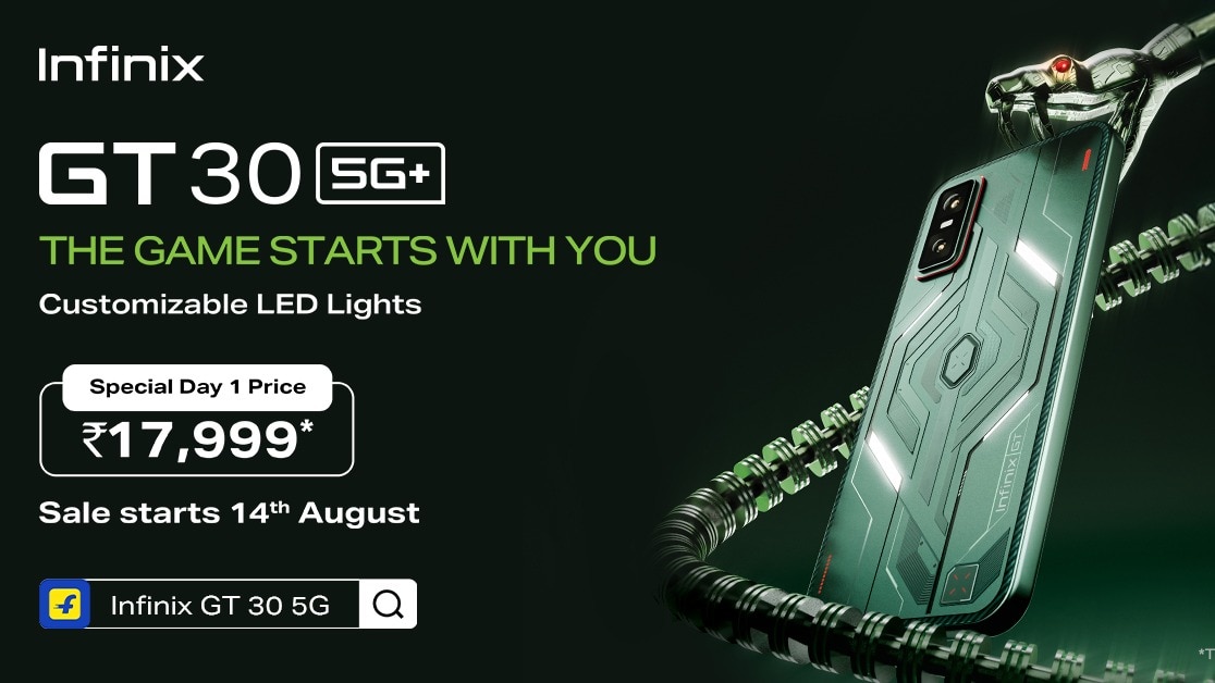 Infinix GT 30 5G+ to go on sale on 14 August