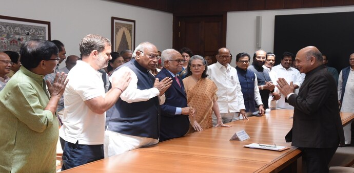 B Sudarshen Reddy files nomination for V-P in the presence of INDIA bloc leaders B Sudarshen Reddy files nomination for V-P in the presence of INDIA bloc leaders