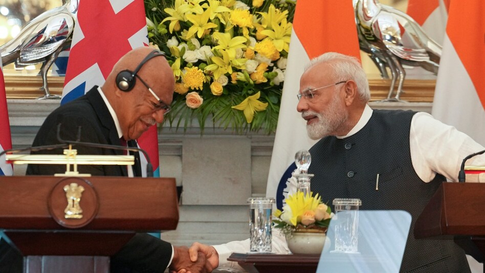 Prime Minister Narendra Modi with Fiji PM Sitiveni Rabuka Prime Minister Narendra Modi with Fiji PM Sitiveni Rabuka