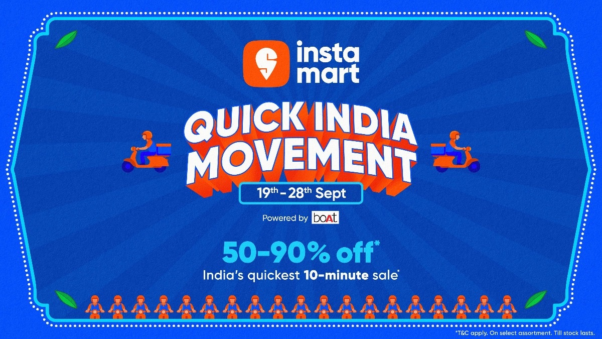 Instamart 'Quick India Movement Sale' with discounts up to 90% starting Sep 19
